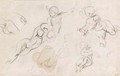 Studies of putti and a female nude - Eugene Delacroix