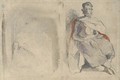 Study of a seated man in oriental dress and study of a figure in a doorway - Eugene Delacroix