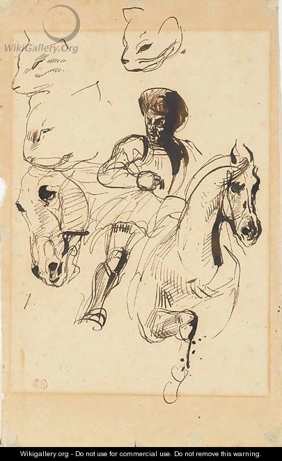 A man in armour on horseback, with studies of a horse