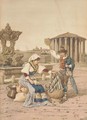 A young peasant couple outside the Temple of Vesta, Rome - Filippo Indoni