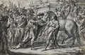 Le roi Philippe II de Macedoine offrant le cheval Bucephale aA  son fils Alexandre - Fedele Fischetti