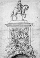 An Admiral on horseback on a pedestal decorated with reliefs and river gods - Flemish School