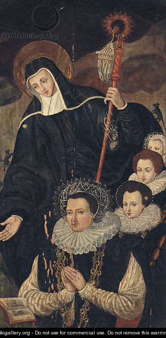 Saint Gertrude of Nivelle with female donor - Flemish School