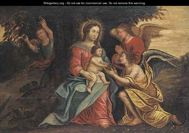 The Virgin and Child attended by Angels - Flemish School
