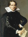 Portrait of a gentleman, three-quarter-length, in a black doublet holding a letter - Flemish School