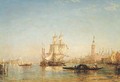 Ships on the Bacino di San Marco near the Palazzo Ducale and the Punta della Dogana - Felix Ziem