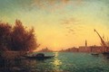 Venise, l'entree lointaine du Grand Canal au soleil couchant (Venice, the Grand Canal, sunset) - Felix Ziem