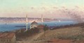 The Dolmabahce Mosque and askutdar as seen from the hills of Gutmutssutyut, Constantinople - Fausto Zonaro