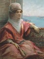 Portrait of a Turkish Lady with the Bosphorus in the Background - Fausto Zonaro