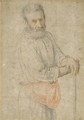 Portrait of a bearded man with both arms resting on a stick - Federico Zuccaro
