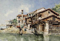 Off a Canal in Venice with Santa Maria della Salute in the Distance to the left - Federico del Campo