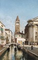 A Venetian Canal with the Church of San Barnaba and Campo San Barnaba, Dorsoduro, Venice - Federico del Campo