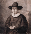 Portrait of a Gentleman wearing a Hat, standing by a column - Ferdinand Bol