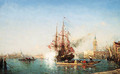 Ship firing Salute in the Bacino di Venezia - Felix Ziem