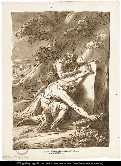 Theseus finding the arms of his father Aegeus - Felice Giani