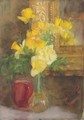 A bouquet of yellow roses and daffodils - Ferdinand Oldewelt