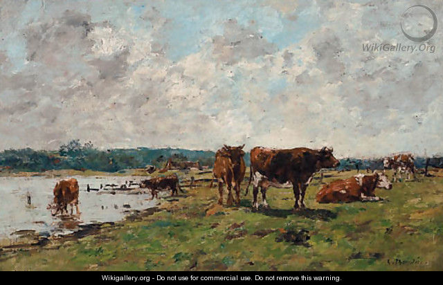 Vaches au bord de la Touques - Eugène Boudin