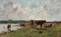 Vaches au bord de la Touques - Eugène Boudin