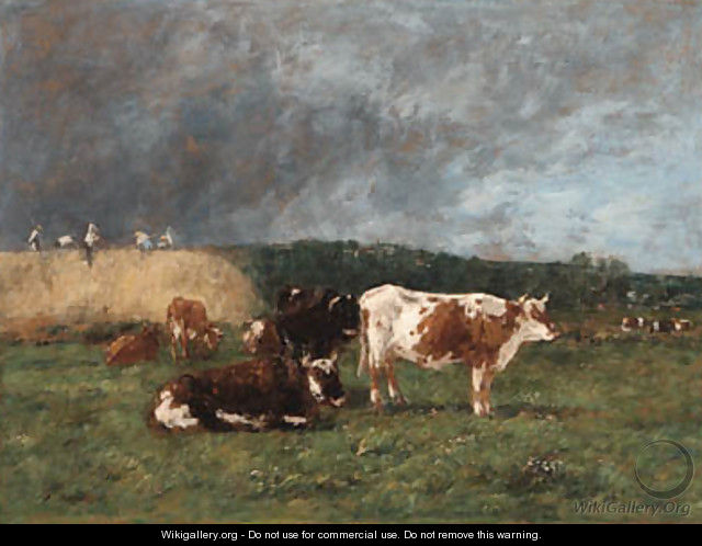 Les Meules, vaches au pturage (Haystacks, Cows in the Pasture) - Eugène Boudin