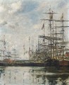 Le Port Navires aA  quai - Eugène Boudin