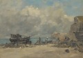 Etretat Bateaux de peche et pecheurs sur la plage - Eugène Boudin