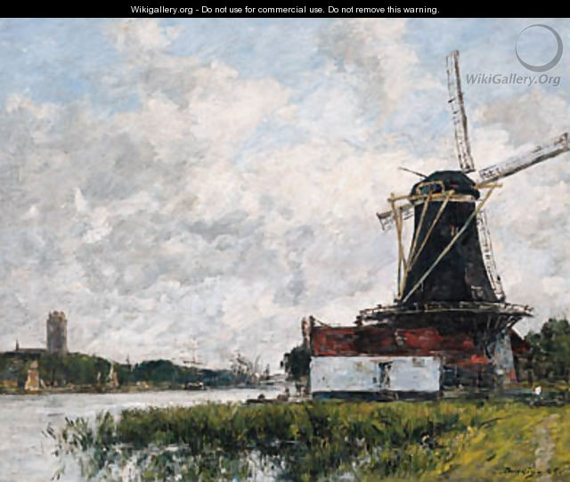 Dordrecht, moulin sur les bords de la Meuse (Dordrecht, Mill on the Banks of the Meuse) - Eugène Boudin