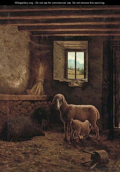 Sheep in a barn - Eugene Meeks