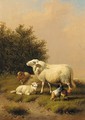 Sheep and poultry in a landscape - Eugène Verboeckhoven