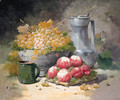 Grapes in a Bowl with Peaches and a pewter Jug - Eugene Henri Cauchois