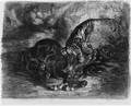 Cheval sauvage terrasse par un Tigre - Eugene Delacroix