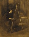 An artist at her easel - Eugene Carriere