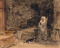 An Elderly Lady In A Kitchen - Eugène Boudin