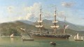 A Dutch naval barque anchored off a foreign coast - Everhardus Koster