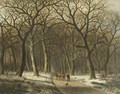 A woodcutter with a mallejan in a winter forest - Everardus Benedictus Gregorius Mirani