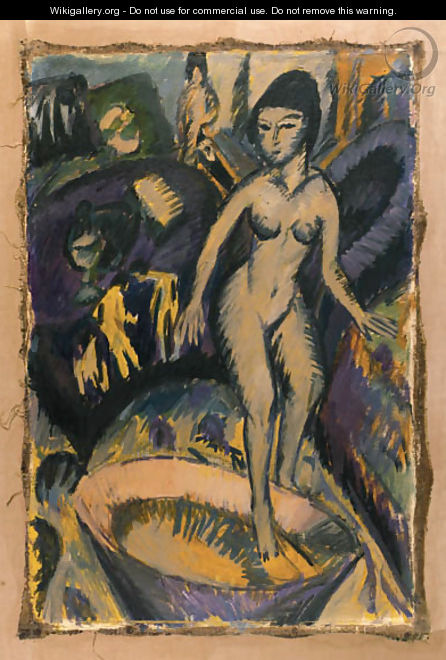 Weiblicher Akt mit Badezuber - Ernst Ludwig Kirchner