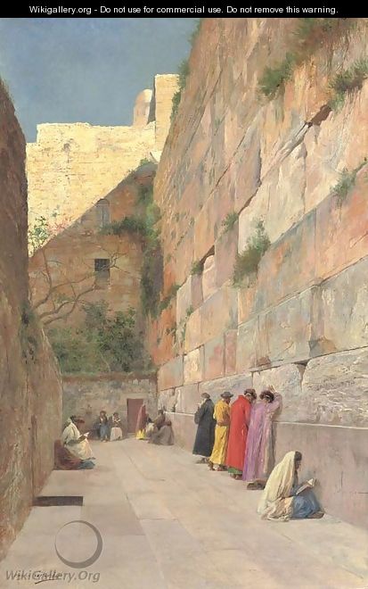 The wailing wall, Jerusalem - Eugène-Alexis Girardet