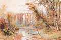 A Roman Aqueduct crossing a River in the Country - Ettore Roesler Franz
