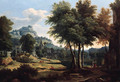 A classical landscape with figures by a river - Etienne Allegrain
