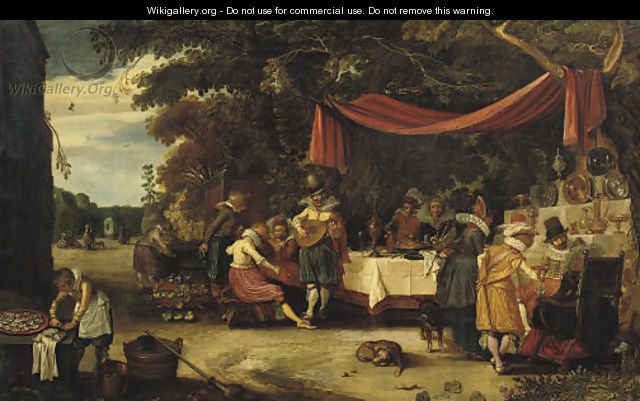An elegant company in a garden - Esaias Van De Velde
