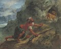 Arab stalking a lion - Eugene Delacroix