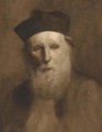 Portrait of a priest, bust-length, in traditional hat and robes - Eugene Carriere