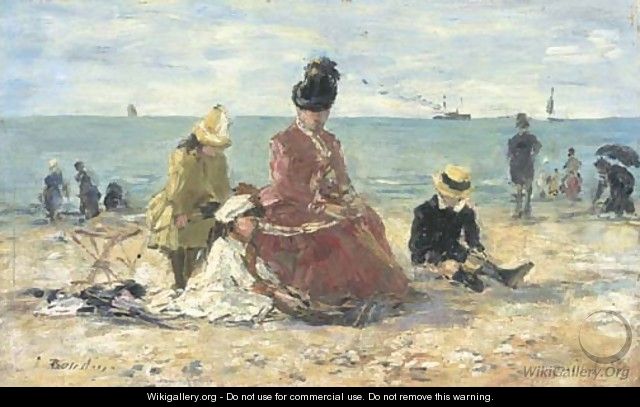 Sur la plage (Le repos, plage de Trouville) - Eugène Boudin