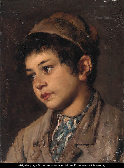 Portrait of a young boy, head and shoulders - Eugene de Blaas