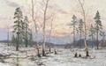 Birches in a Snowy Landscape - Eugen Taube