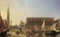 Gondolas on the Grand Canal in front of the Doge's Palace, Venice - Eugene Napoleon Flandin