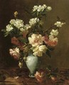 Blossom branches and peonies in a vase - Eugene Petit