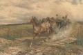 A buttero rounding up horses in the Roman campagna - Enrico Coleman