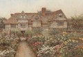 A formal garden before an Elizabethan manor house, thought to be Rumwood Court, Langley, Kent - Ernest Arthur Rowe