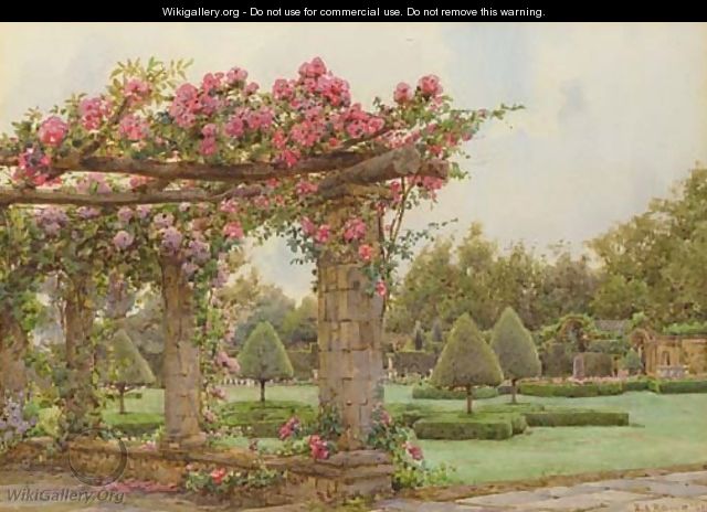 A walk way covered with the American Pillar rose, Hever Castle - Ernest Arthur Rowe