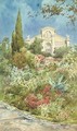 Exotic blooms by the church steps - Ernest Louis Lessieux